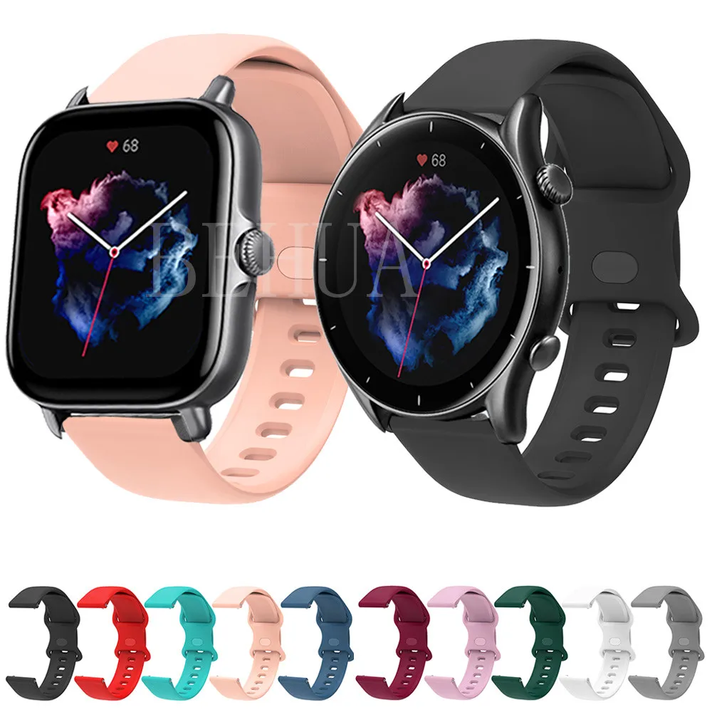 

Ремешок силиконовый для Amazfit GTR 2 2e/ GTS 2 Mini/GTR 42 мм/47 мм/Stratos 2/3, спортивный браслет для часов Amazfit bip Lite, 20 мм/22 мм