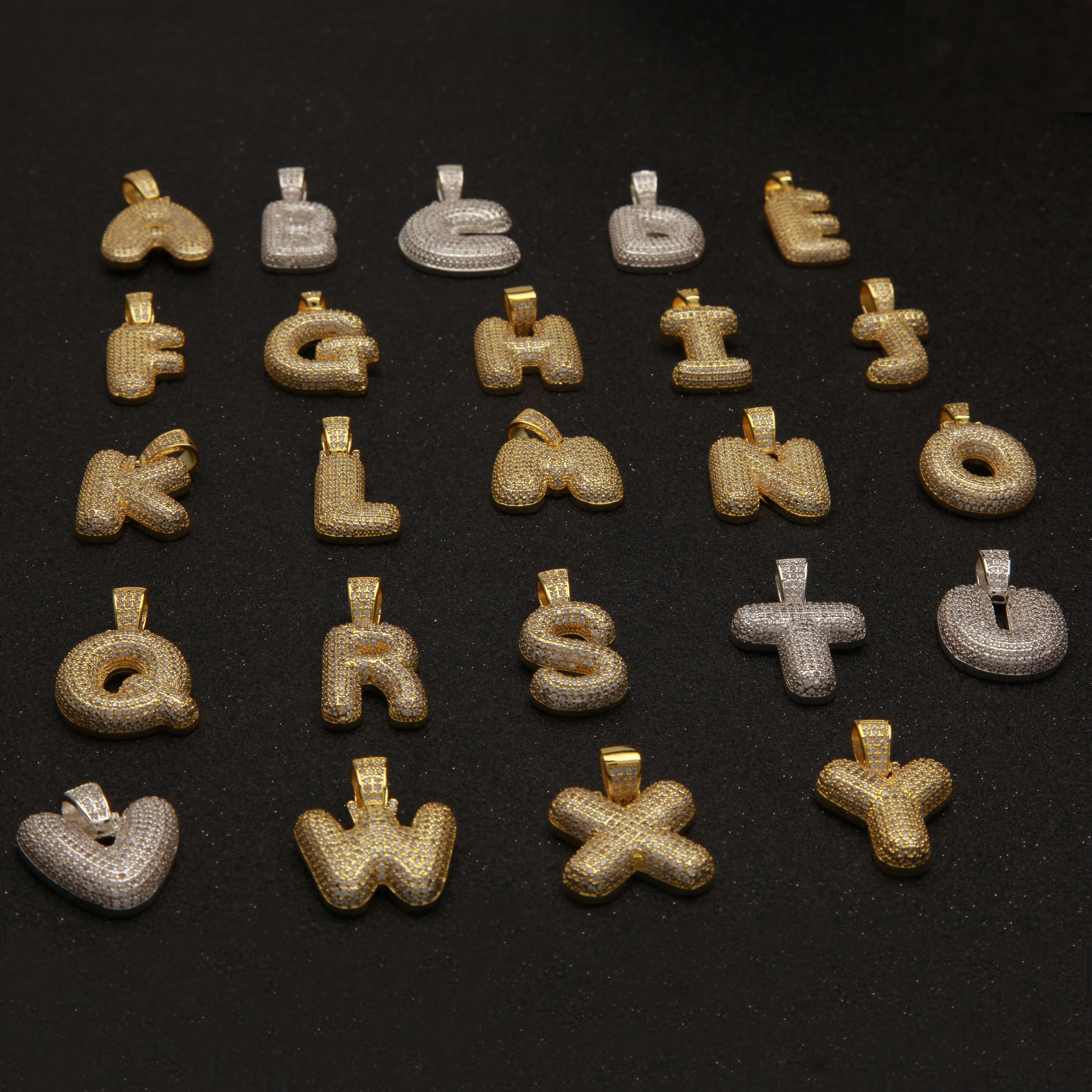 A Z ожерелье с буквами золотого цвета кубическим цирконием для мужчин и женщин