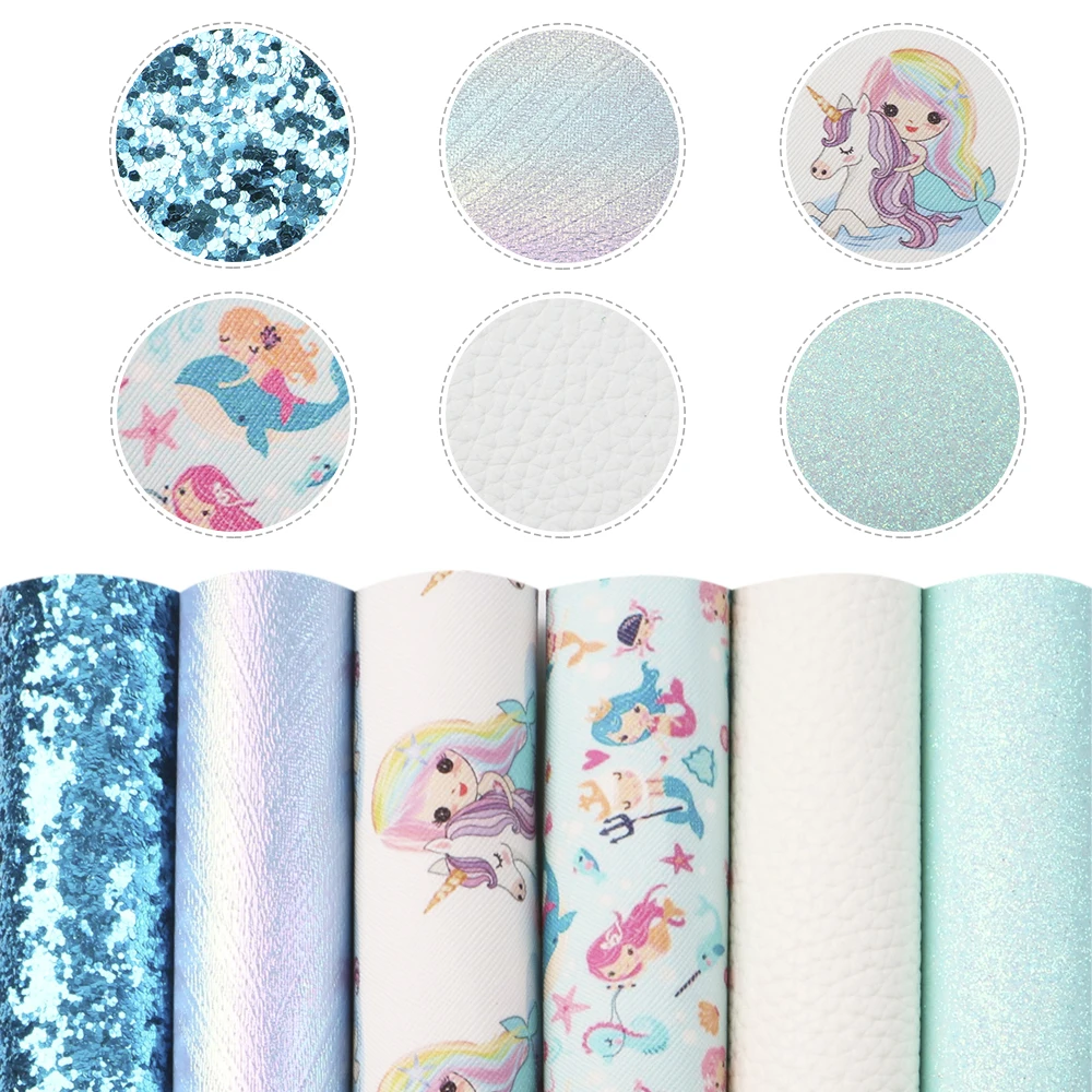 Ткань из искусственной кожи с принтом Принцесса океана для бантов кожаные листы