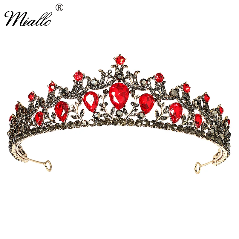

Miallo красная Хрустальная корона Стразы тиары и короны для женщин аксессуары для волос винтажные золотые украшения для волос вечерние Головн...