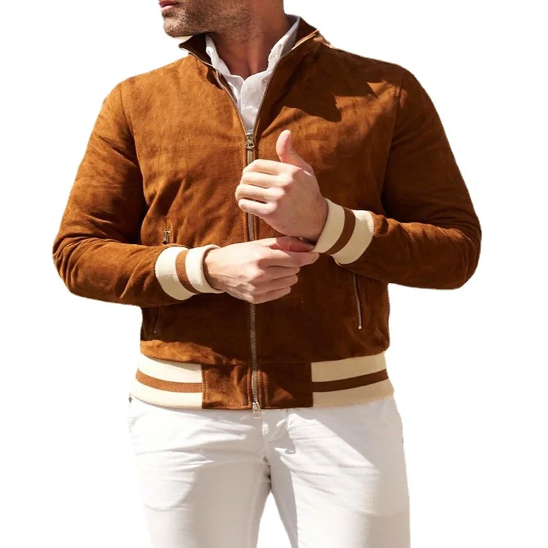 

Модная мужская куртка, осень 2021, мужское пальто, однотонная, приталенная, повседневная мужская верхняя одежда на молнии с длинным рукавом, п...