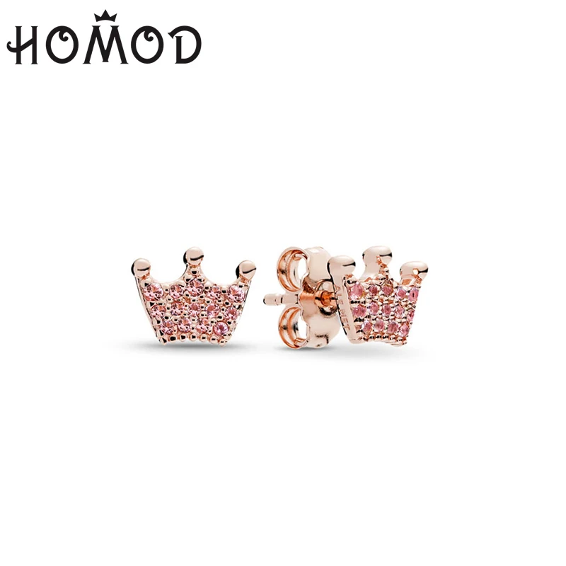 HOMOD новый дизайн циркониевые серьги гвоздики цвета розового золота с бантом в