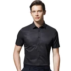 Рубашка мужская стрейчевая с коротким рукавом, однотонная черная белая эластичная формальная сорочка, приталенный силуэт, блузка для работы, 2020