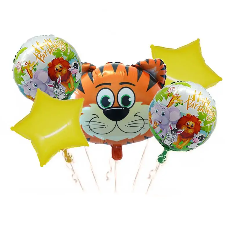 Джунгли воздушные шары в форме животных Тигр Лев корова Ослик гелиевый воздушный