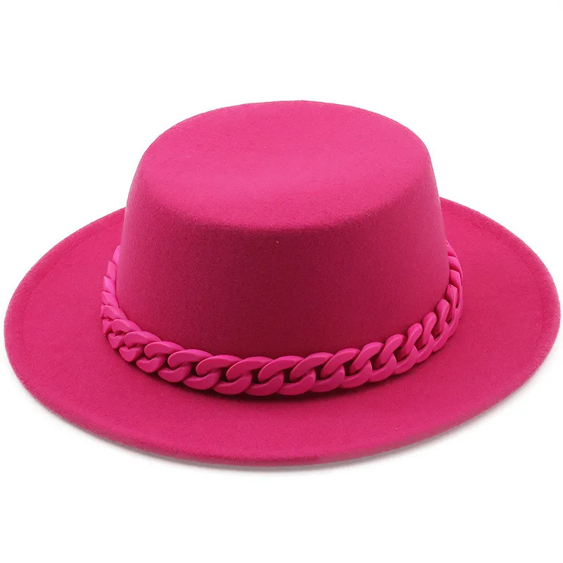 

Women Summer candy color Wide Brim Wool Jazz Fedora Hats Panama Trilby Cap Trend Gambler Hat Wholesale