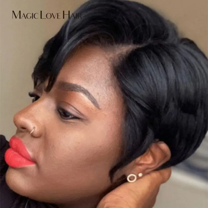 Волшебная любовь парики с вырезами Фея короткие боб Плотность 130 человеческие