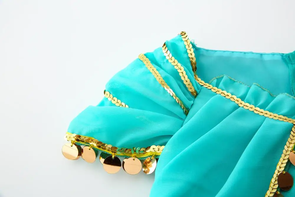 Жасмин Косплей Принцесса детское платье для девочек Genie мерцающий и сияющий