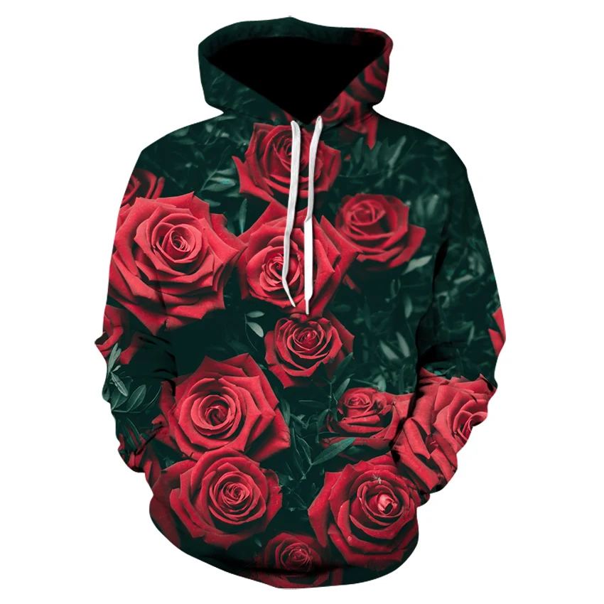 

Red Rose Women's Autumn Winter Hoodie Fashion Sweatshirt Men's Children Hip Hop Street Hoodie High Quality O-Neck Large XXS-130