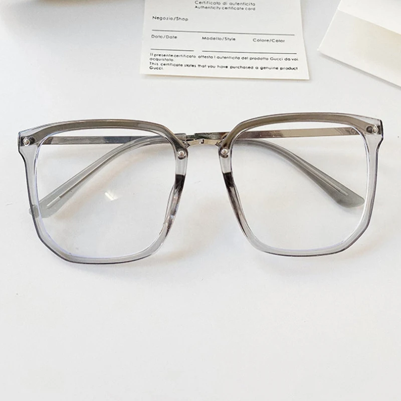 

TinffGan Clear Glasses Frame Square Oversized eye glasses Frames Women Metal Frame Myopia eyeglasses frames transparent glasses