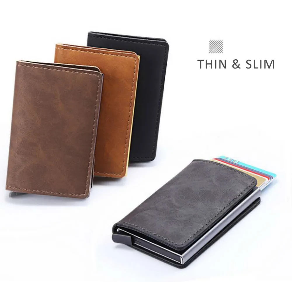 

Casekey Luxury Carbon Fiber Mini Pop Up Rfid Wallet For Men Slim Leather Business ID Credit Card Pocket Holder Wallet