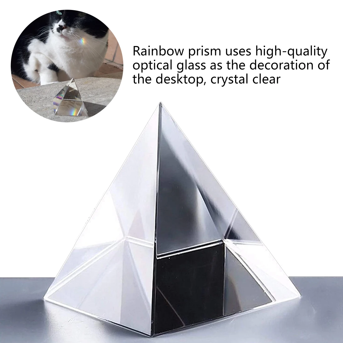 

Rainbow Prism Optical Glass Crystal Pyramid 40mm Height Rectangular Pyramid Polyhedral Popularization Science Studying Student