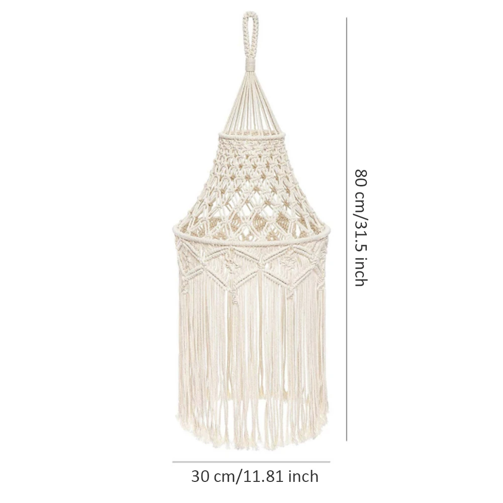 

Hand-Woven Living Room Ceiling Lamp Shade Bohemian Tassel Bedroom & Bathroom Lampshade Warm White lamp shade macrame lampen kap