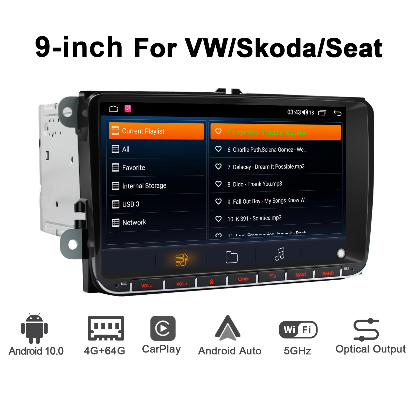 

JOYING 2 din Android10.0 car radio head unit GPS 9 inch IPS screen autoradio for VW/ passat b6/Volkswagen/Seat support fast boot