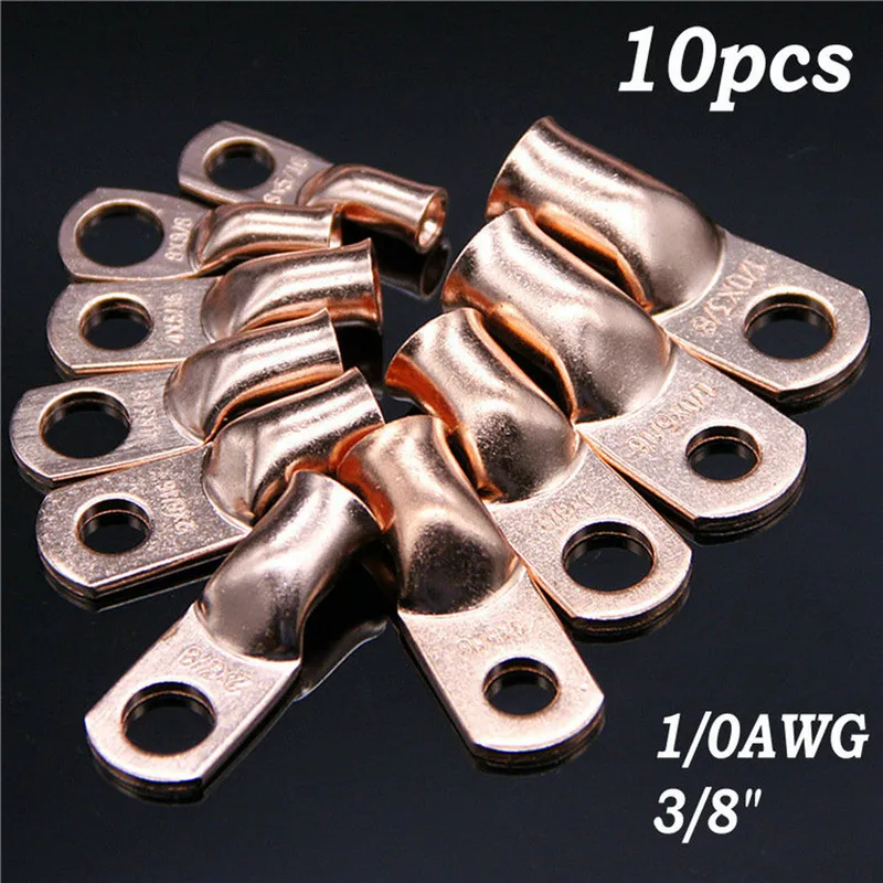10 шт. провода Кольцо Терминал Медь 1/0 AWG Калибр 3/8 &quotРазъемы автомобильные аудио
