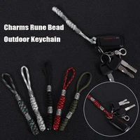 15cm accessories lucky jewelry outdoor survival kit car key chain parachute cord keychains keychain charms rune bead