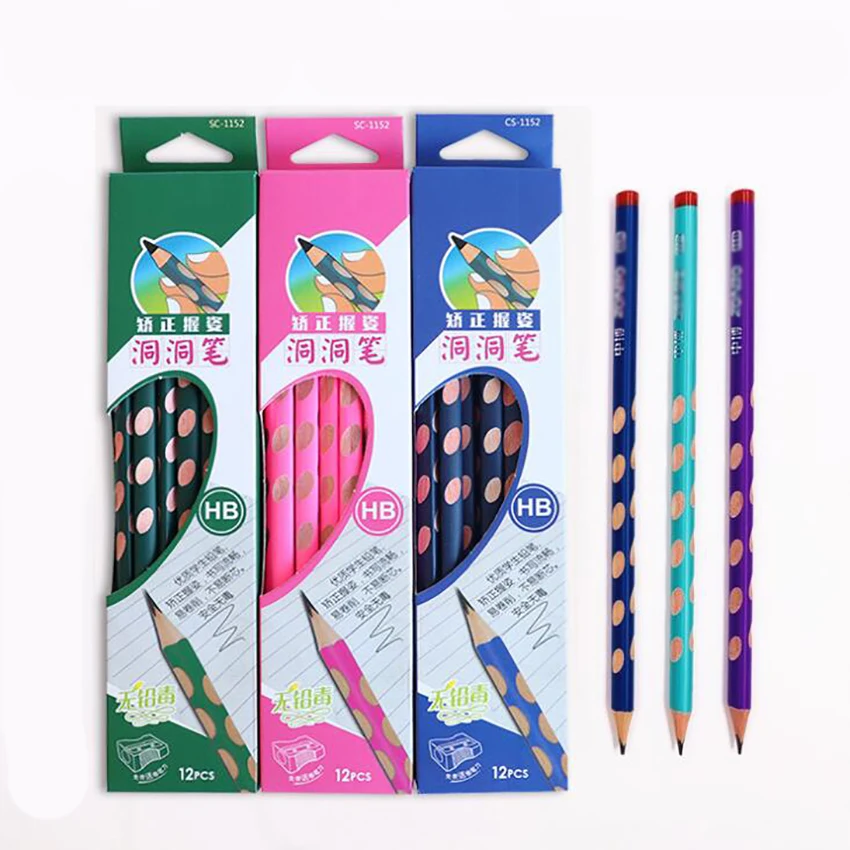 12 шт./компл. HB деревянные карандаши с точилкой для карандашей коррекция ручки