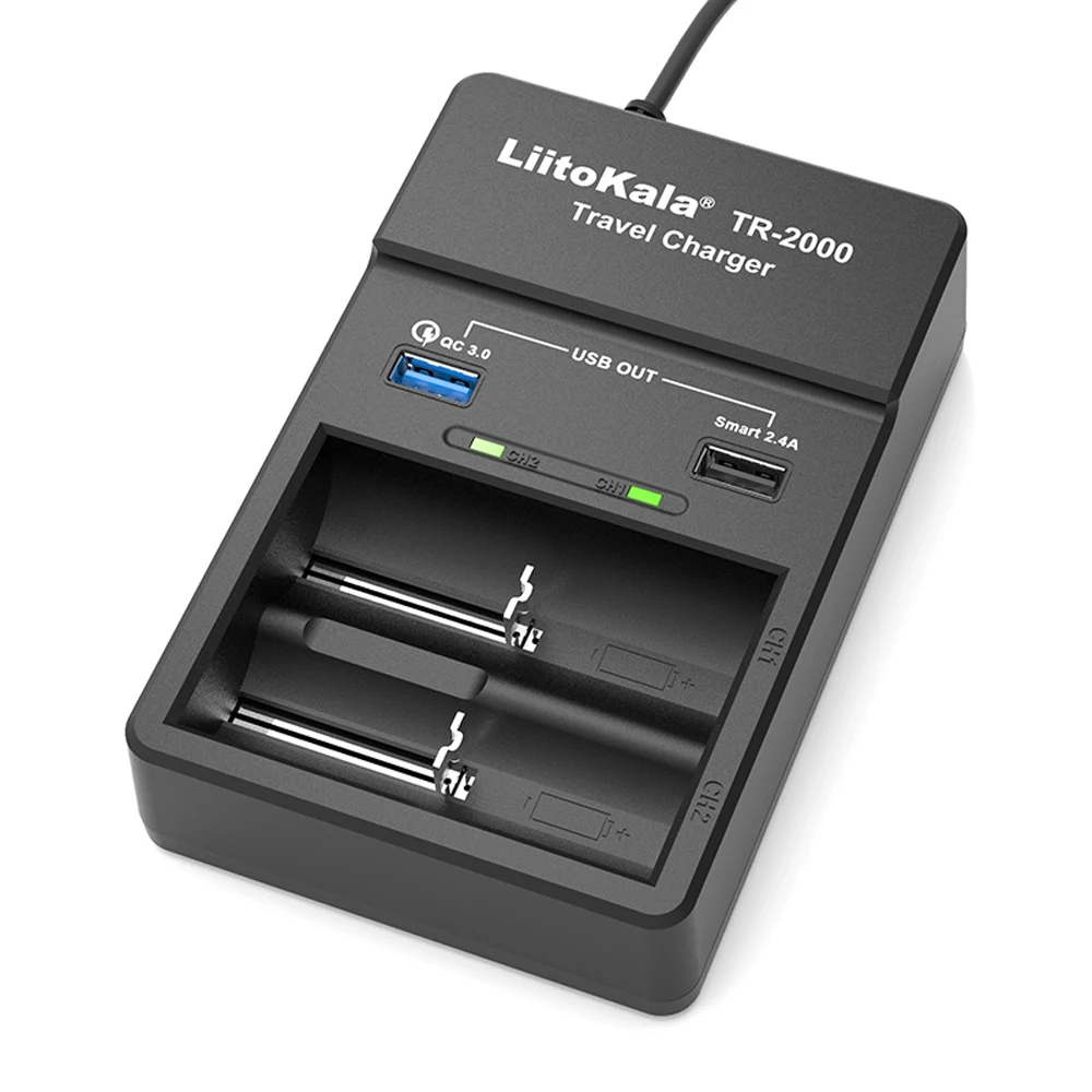 2021 LiitoKala TR 2000 Зарядное устройство 18650 и выход USB QC3.0 Дорожное зарядное Для