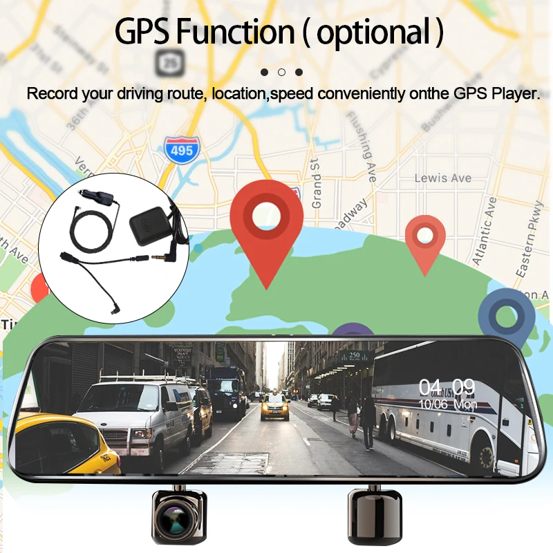 $88.26 Acceo 2K Dash camera 9.66 Inch Car Mirror DVR 1440P Video Recorder Support Rearview Camera Night Vision 24 Hours Parking Monitor