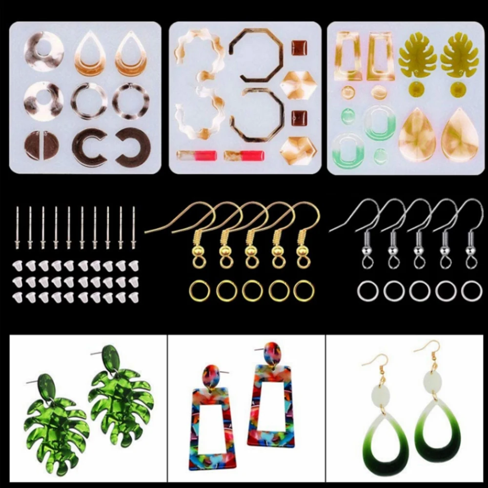 

104pcs/124pcs/248pcs/503pcs Diy Earring Epoxy Mold Jewelry Accessories Set Handmade Epoxy Silicone Mold Necklace Pendant Making