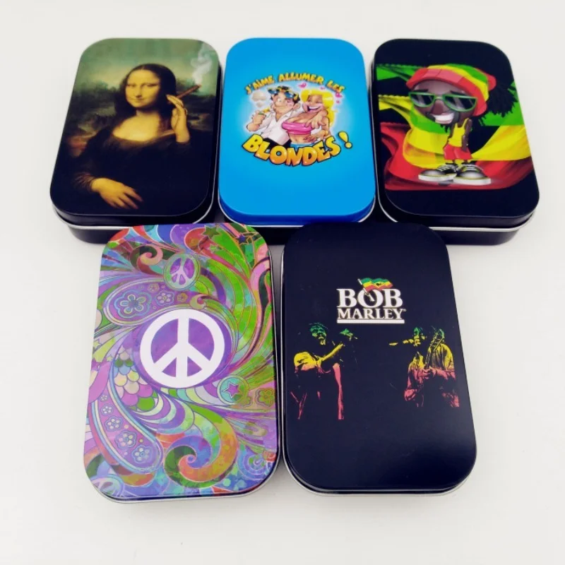 

1pc Fashion Tin Storage Box Tobacco Humidor Rolling Paper Box Cigarettes Cases Boxes Holder Smoking Accessories