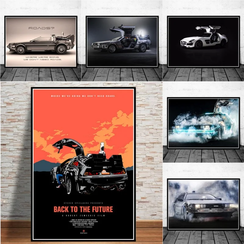 

Back To The Future Movie Car Poster Canvas Painting Prints Cuadros Vintage Wall Art Picture Cuadros for Kids Bedroom Decor