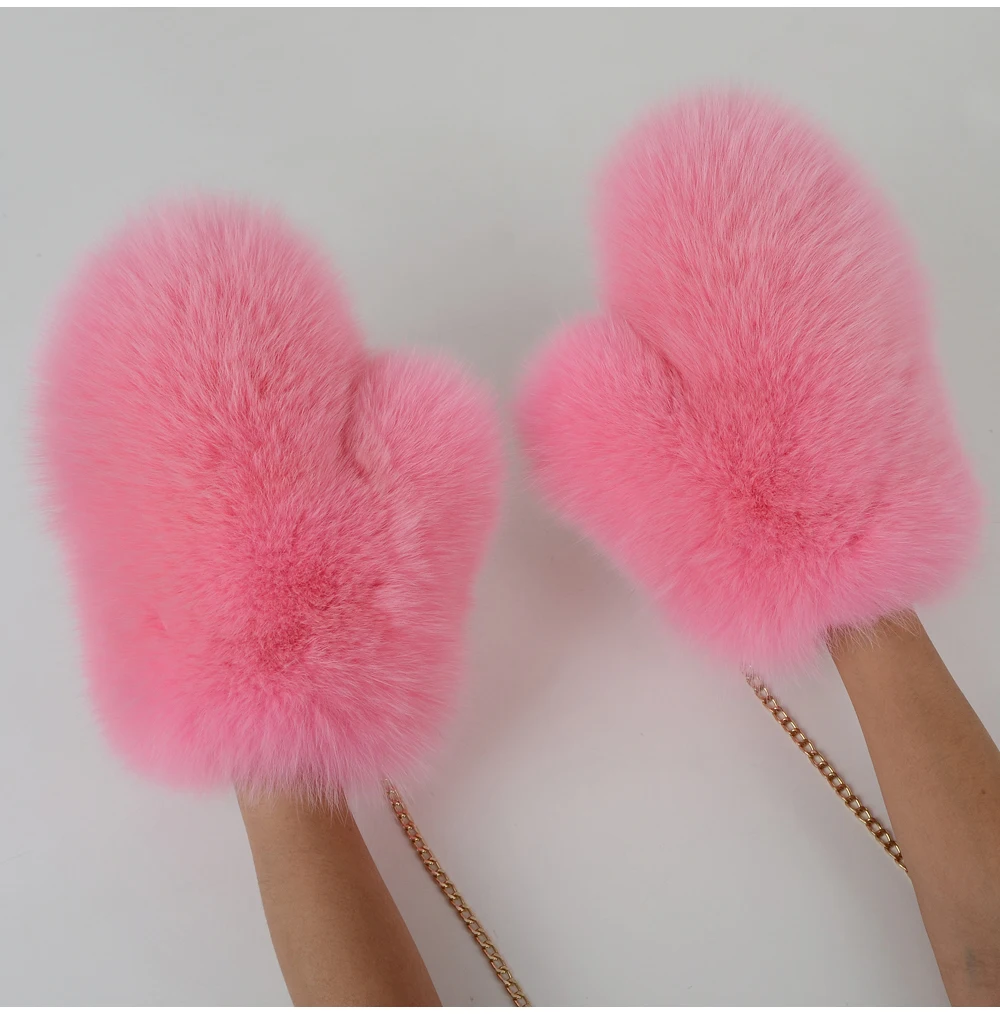 Новые брендовые зимние женские меховые перчатки с натуральным лисьим мехом, теплые меховые перчатки из натурального Лисьего меха, модные меховые перчатки для девочек