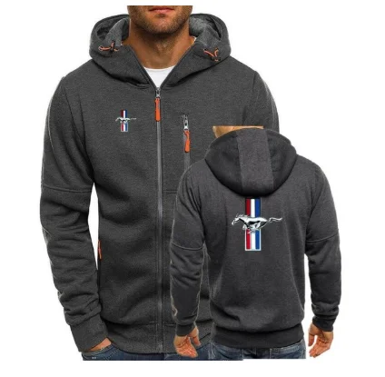 

For Mustang Hoodies Men Personality Zipper Sweatshirt Male Hoody Tracksuit Hip Hop Autumn Winter Warm Hoodie Bomber Jacket