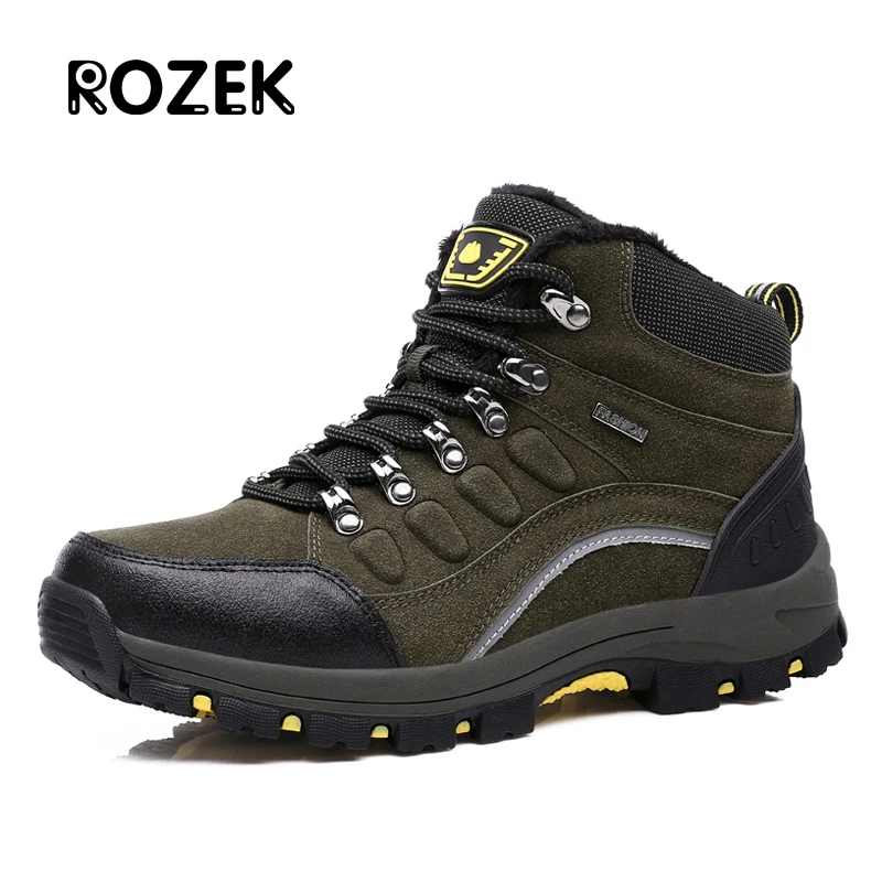 ROZEK новые дизайнерские туфли из нубука для пешего туризма с мехом Мужские осенне