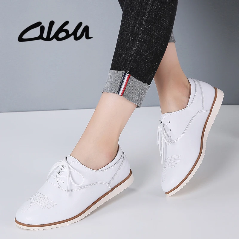 Женские туфли-оксфорды на плоской подошве O16U весенние мокасины из натуральной