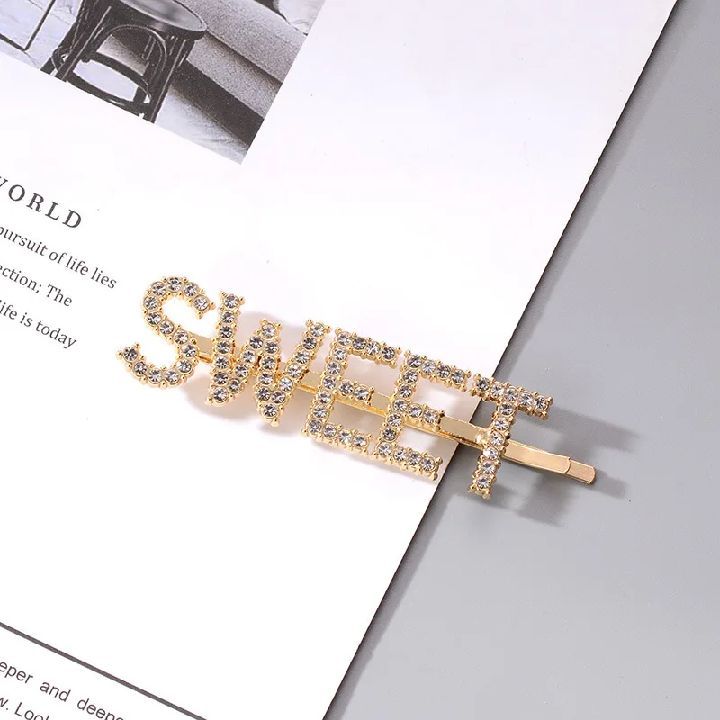 1 шт. да/бриппин золотые буквы для женщин и девушек хрустальные шпильки волос