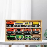 12pcs magnetic wooden train set collection toy train track accessories