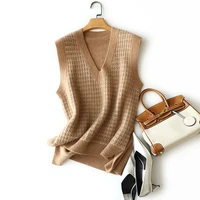 shuchan 100 cashmere sweater vest women plaid tank tops sleeveless vintage winter a straight warm woman sweaters