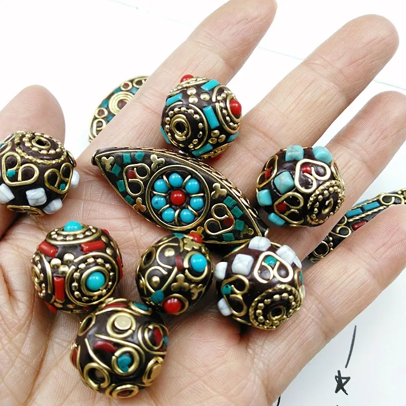 Микс 10 штук оптовая вкладка Непала Медные бусины разных форм подвески для изготовления ювелирных изделий бисерной работы ожерелья компоненты ДИЙ