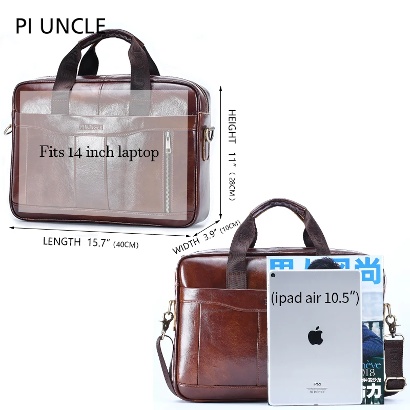 Мужской портфель из натуральной воловьей кожи с плечевым ремнём | Багаж и сумки