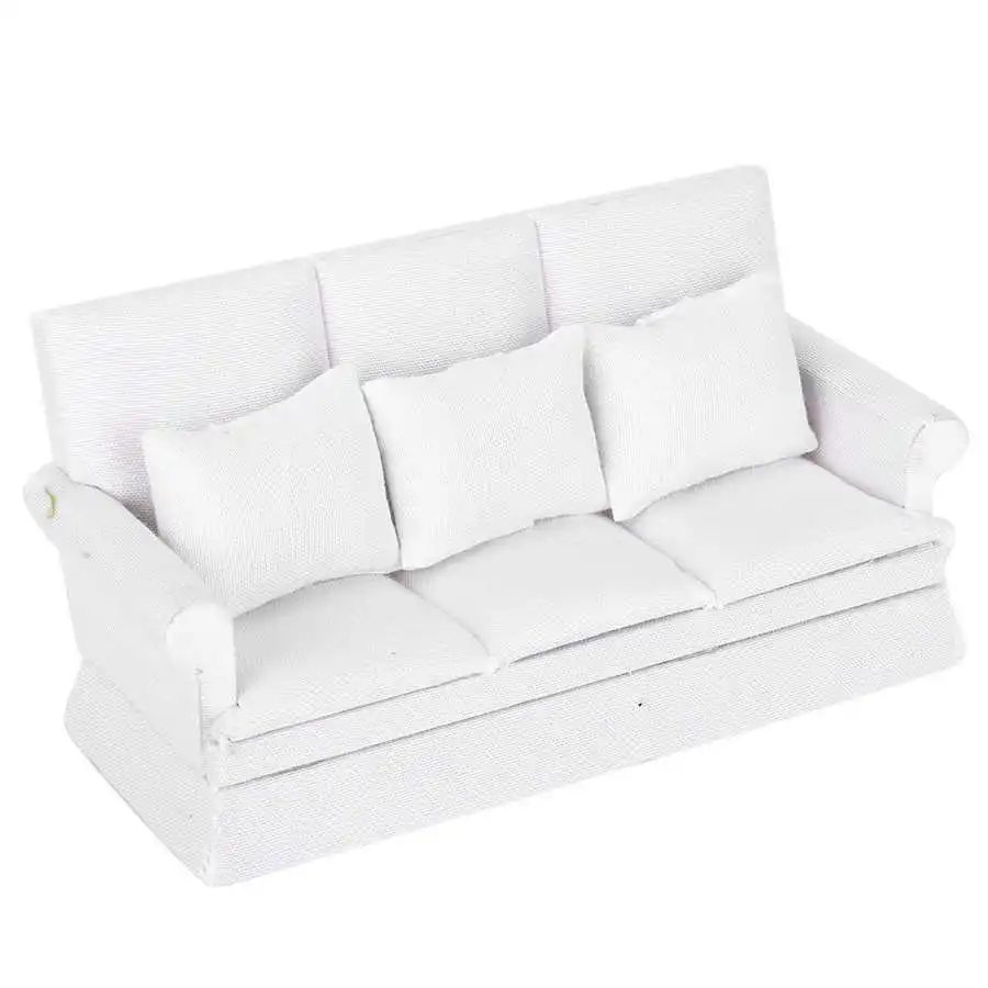 Мини-диван для кукольного домика 1:12 с набором подушек из 3 предметов имитация