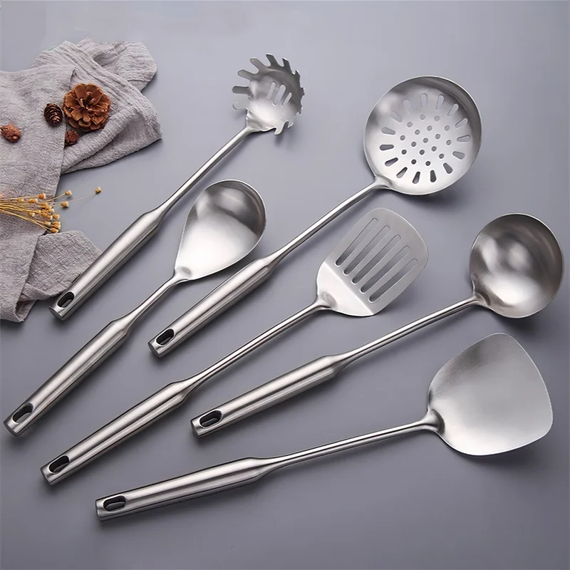

304 Stainless Steel Kitchenware Set Spatula Soup Spoon Hanger Rice Spoon Frying Shovel Home Kitchen Supplies