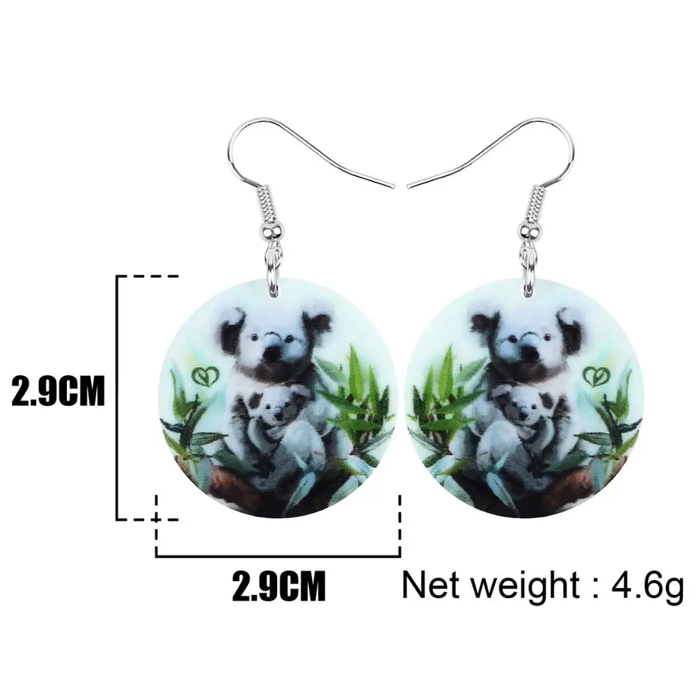 Newei акриловый Австралийский Коала серьги животных Круглые Висячие ювелирные