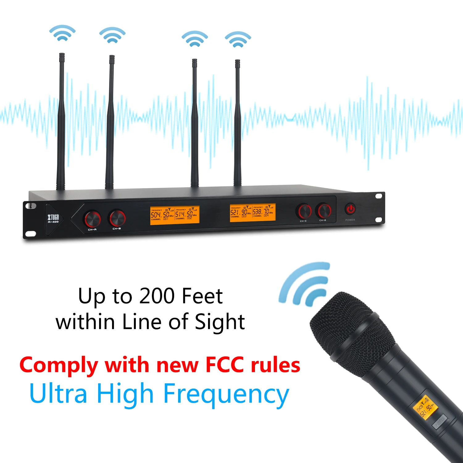 XTUGA A 400 из металла 4 канальный UHF беспроводной микрофон система с ручными для сцены