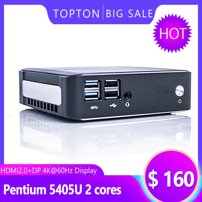 TOPTON Мини ПК Win 10 Intel i7 10510U i5 10210U i3 8145U 2 * DDR4 M.2 Nuc портативный Type-C 4K 60Hz HDMI2.0 DP Карманный |
