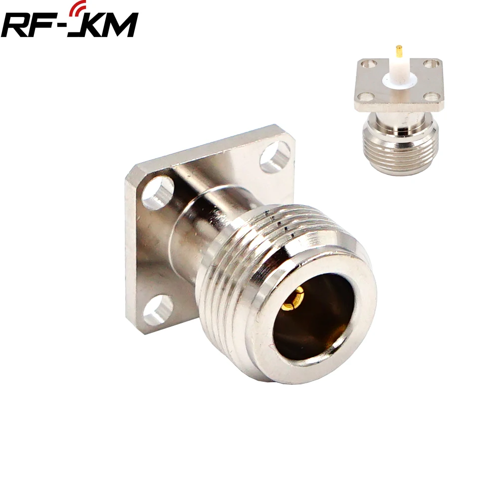 

1Pcs N Female Jack 4-Holes Flange PTFE Solder Pannel Mount RF Adapter Connector