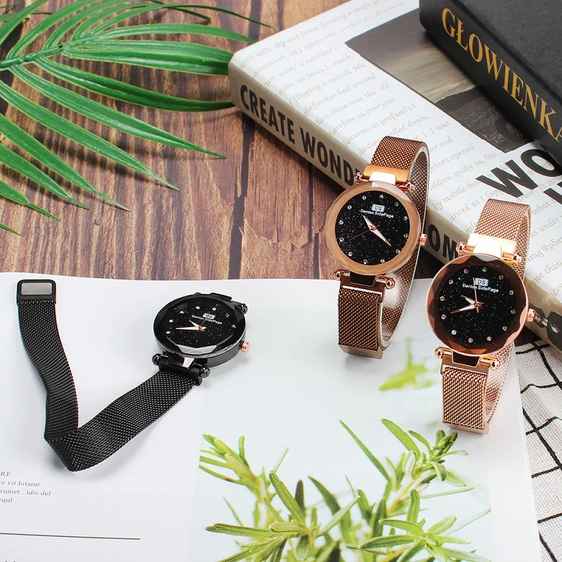 Top Luxury Starry Sky Women Watches Magnet Mesh Band Rhinestones Quartz Wristwatch Ladies Female Diamond Watch relogio feminino