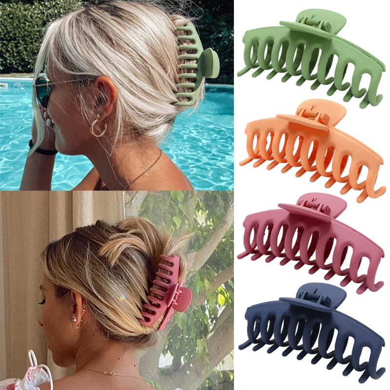 

Molans Candy Color Frosted Acrylic Oval Hollow Crab Hair Clip Spring Girl Hot Sale Tiaras Women Hairpin Hair Accessories