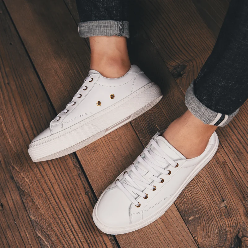 Кроссовки мужские из дышащей кожи Повседневная Уличная модная спортивная обувь