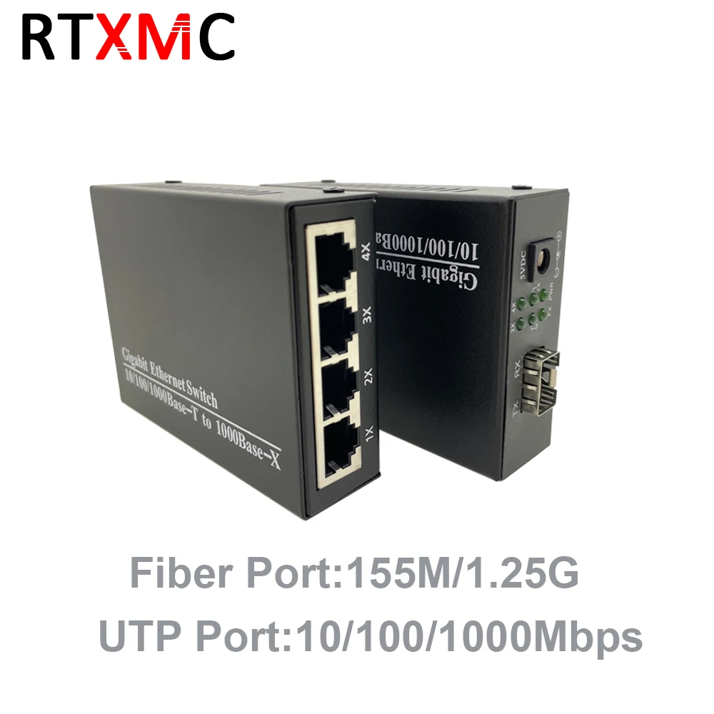 Оптоволоконный преобразователь 155M/1 25G SFP на RJ45 гигабитный медиаконвертер 4x1