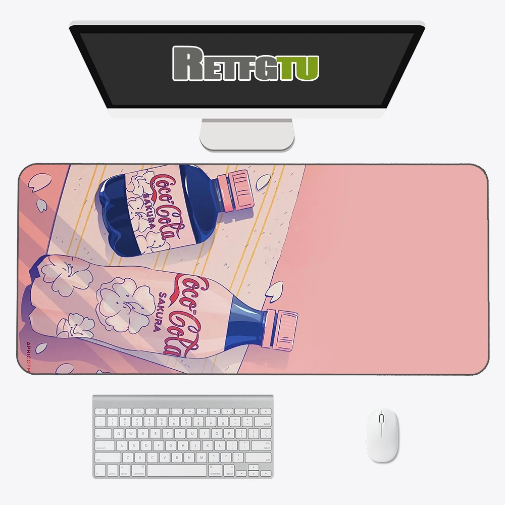 large anime pink mousepad gamer cute kawaii xxl gaming mouse pad rubber otaku locking edge big fashion laptop notebook desk mat free global shipping