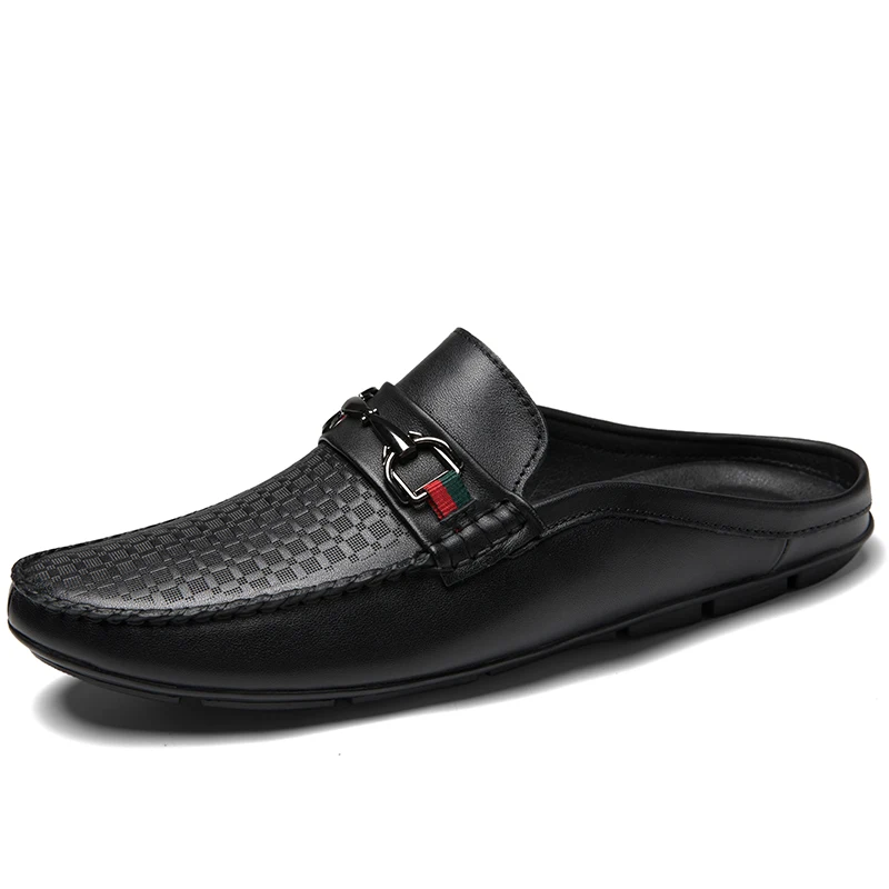 Half Shoes For Men Luxury Designer Slip On Flats Driving Shoes Genuine Leather Man Moccasins