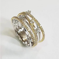 new arrival fashion double color rings for women anillo gold color antique female diamond jewelry party vintage rings