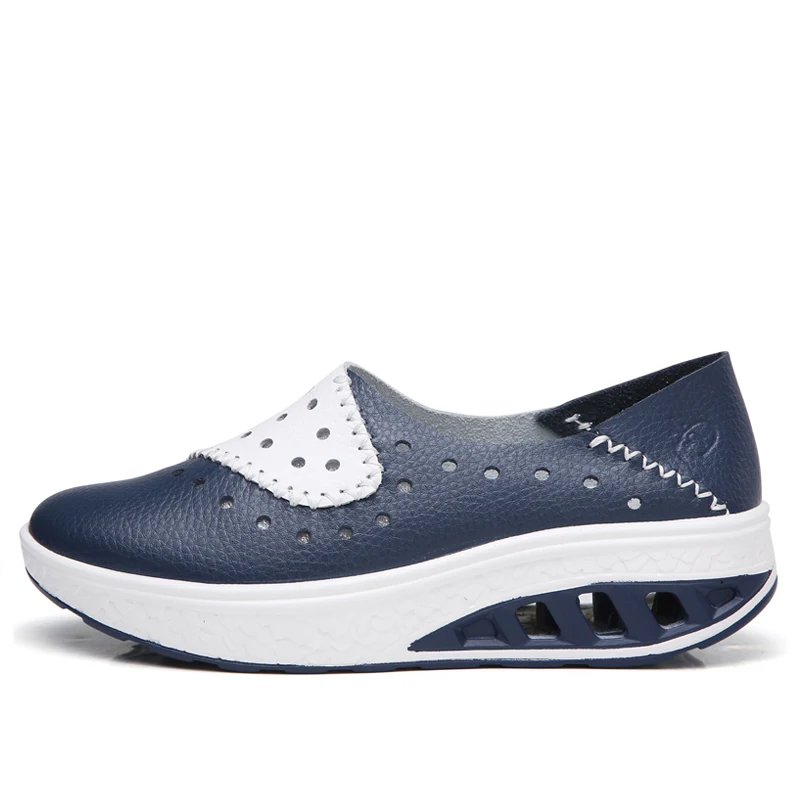 Туфли женские из натуральной кожи на плоской платформе со шнуровкой ручной