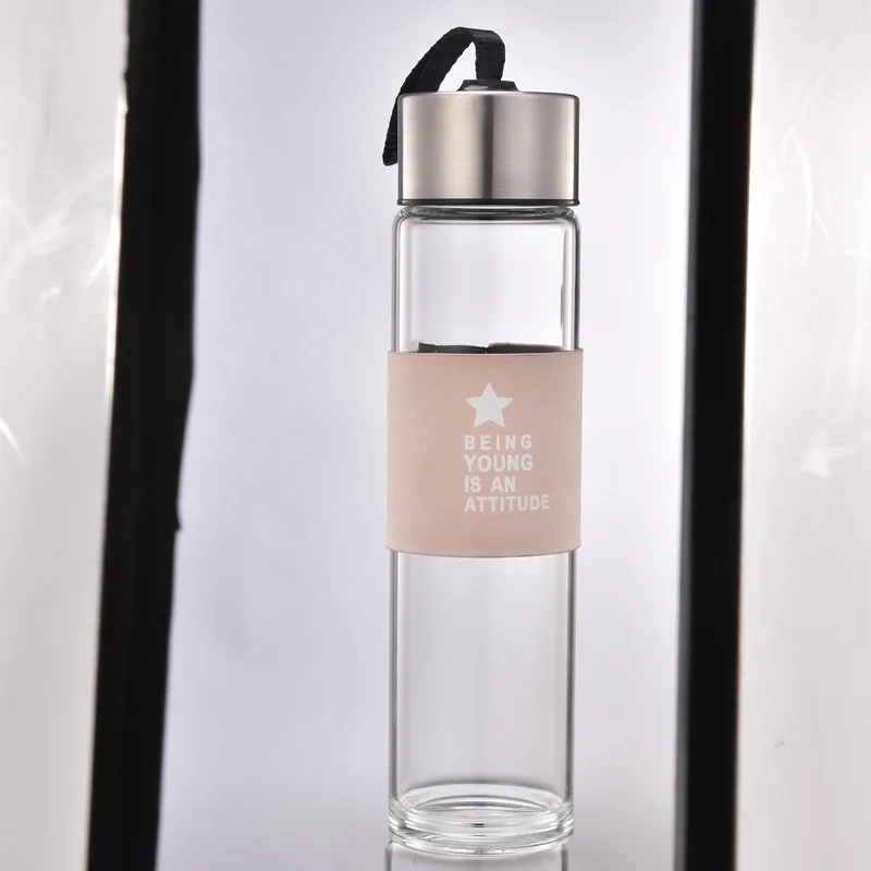 pink HOWTELEE модные кружки прозрачное прямое тело Пара стеклянная Милая Студенческая чашка для воды с крышкой и ручкой кофе молочные стаканы - Цвет: pink