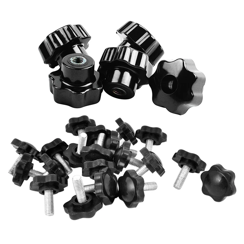 

20 шт. ручки со звездообразной головкой и мужской резьбой m6x16 мм и 5 шт. рукоятки захвата черной звезды, диаметр женской резьбы 8 мм